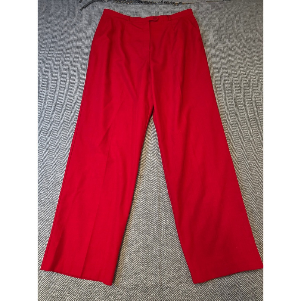 Sag Harbor Dress Pants Womens Size 18 Red High Rise Classic Office Wear Wide Leg